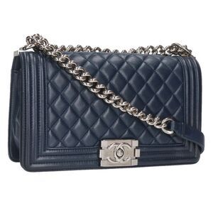 Chanel Boy Chanel 25 Lambskin Chain Leather Shoulder Bag Men's 25